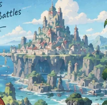 Decorative editorial landscape inspired by the approved design; not a verified game location.